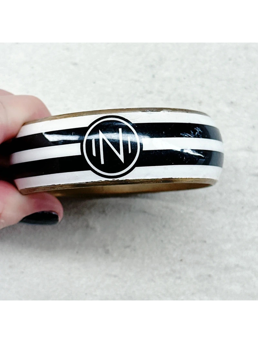 85a. N Striped Initial Monogram Bracelet